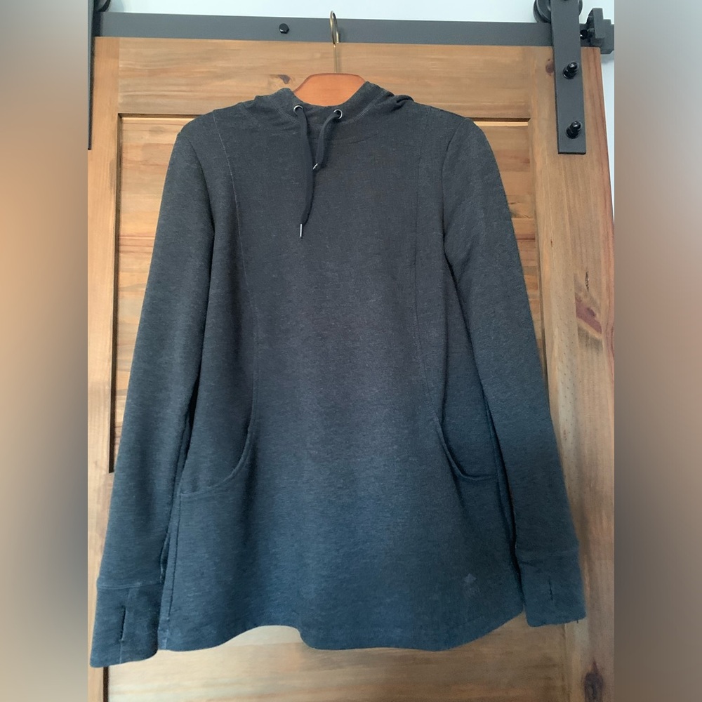 Roots hoodie women size small stretch long sleeve dark grey